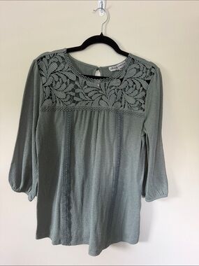 Sage Green Lace Yoke Blouse